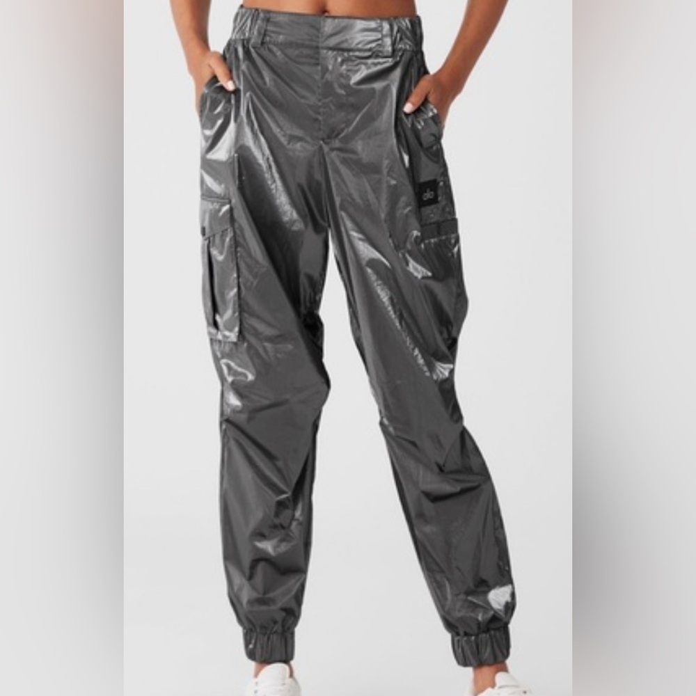 ALO Yoga Shiny Gray Track Pants